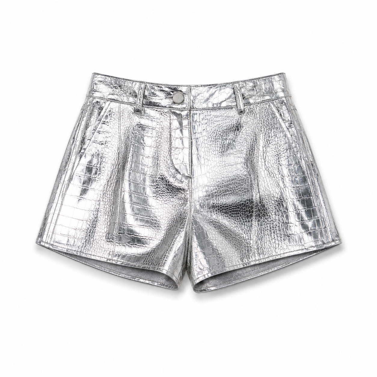 Metallic Croc Textured Shorts